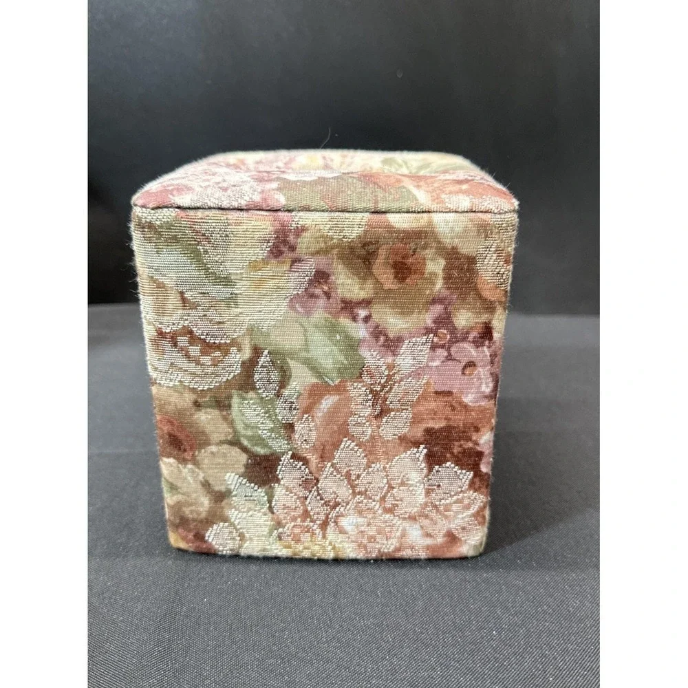 Vintage Croscill Cotswold Pleated Fabric Wastebasket Can W/ Liner & Tissue Cover